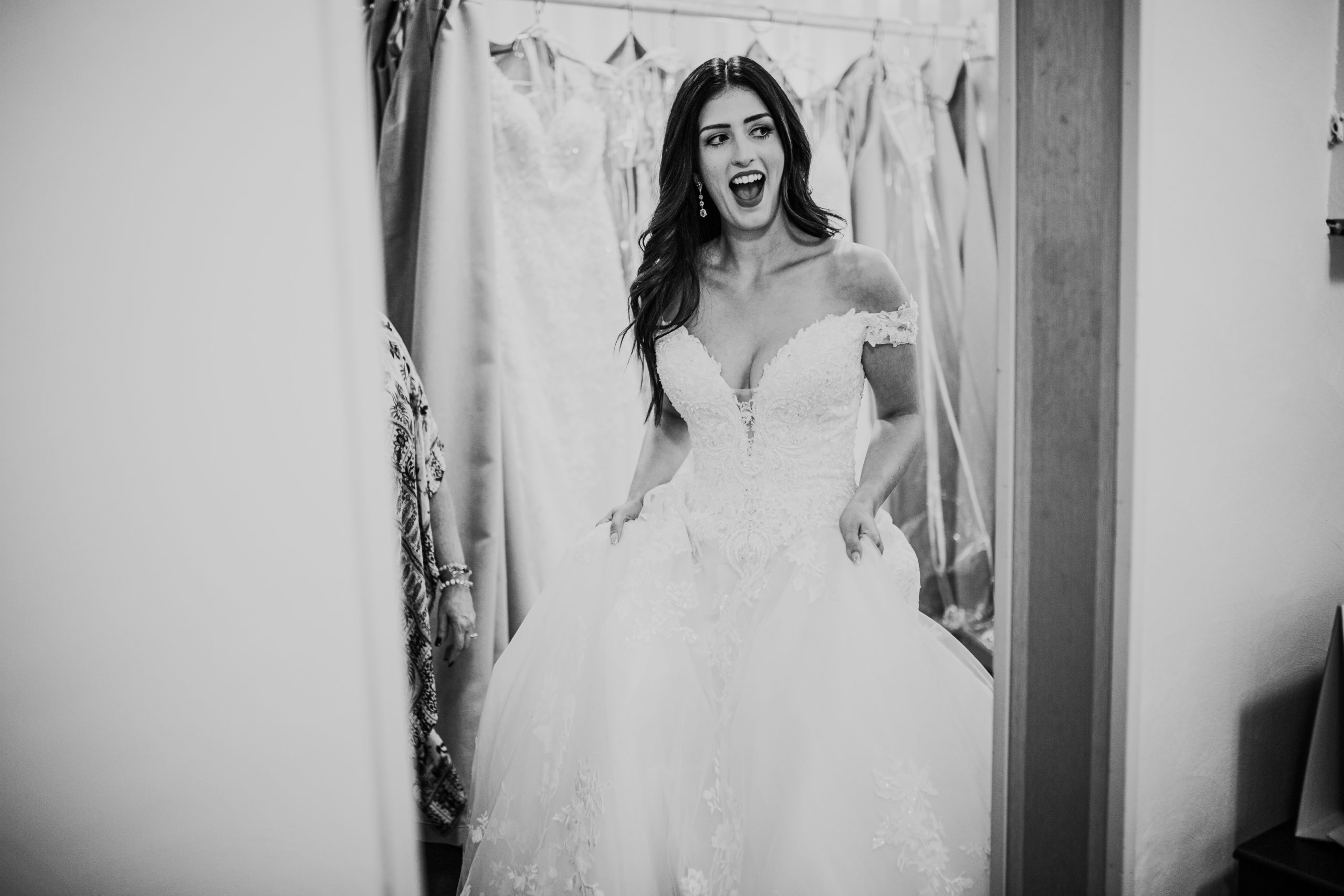 First look with wedding dress